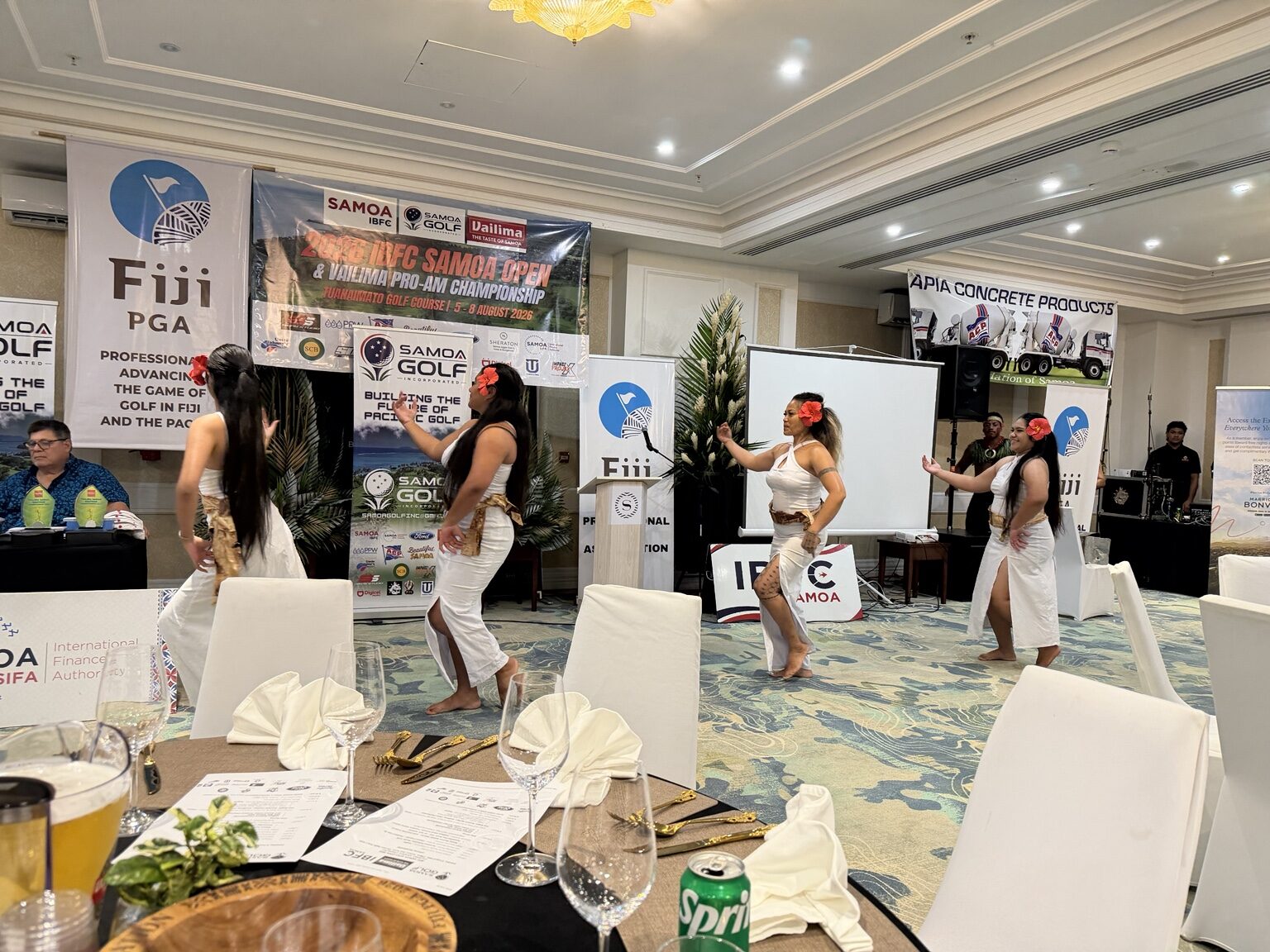 Performers entertaining guests at the Samoa Open closing function